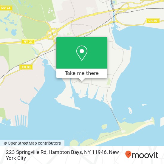 Mapa de 223 Springville Rd, Hampton Bays, NY 11946