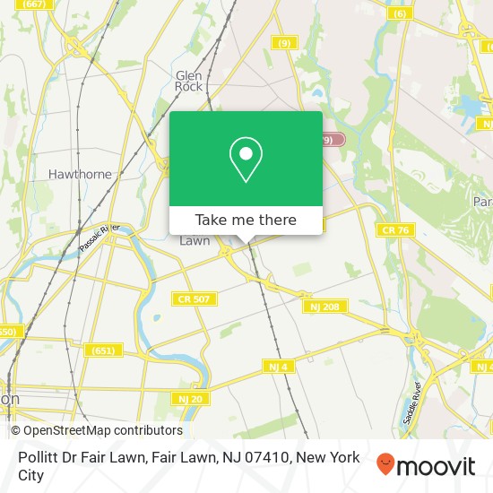 Mapa de Pollitt Dr Fair Lawn, Fair Lawn, NJ 07410