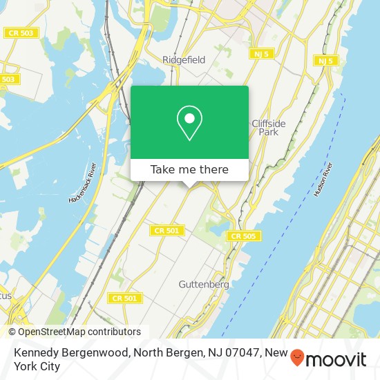 Mapa de Kennedy Bergenwood, North Bergen, NJ 07047
