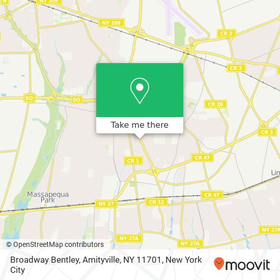 Mapa de Broadway Bentley, Amityville, NY 11701