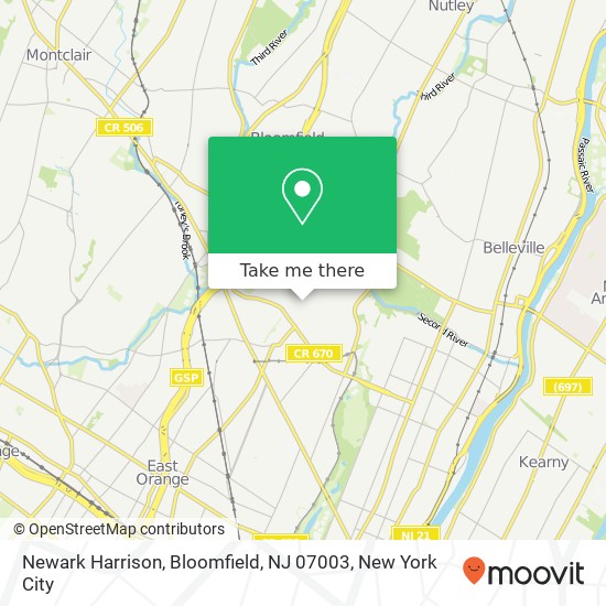 Newark Harrison, Bloomfield, NJ 07003 map