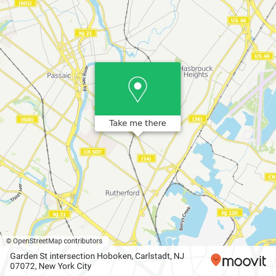 Mapa de Garden St intersection Hoboken, Carlstadt, NJ 07072