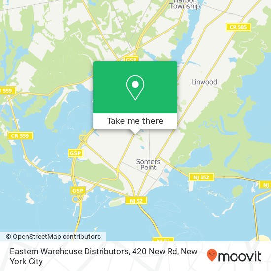 Mapa de Eastern Warehouse Distributors, 420 New Rd
