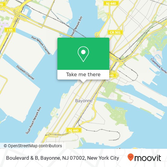 Mapa de Boulevard & B, Bayonne, NJ 07002