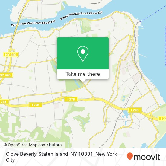 Mapa de Clove Beverly, Staten Island, NY 10301