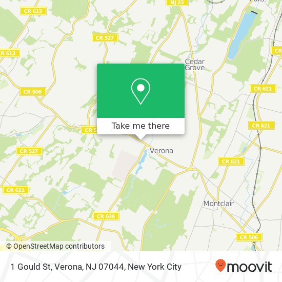 Mapa de 1 Gould St, Verona, NJ 07044