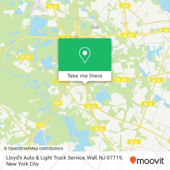 Mapa de Lloyd's Auto & Light Truck Service, Wall, NJ 07719