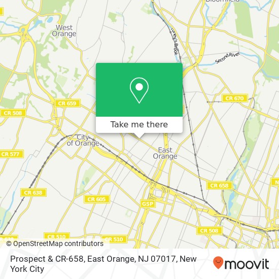 Prospect & CR-658, East Orange, NJ 07017 map