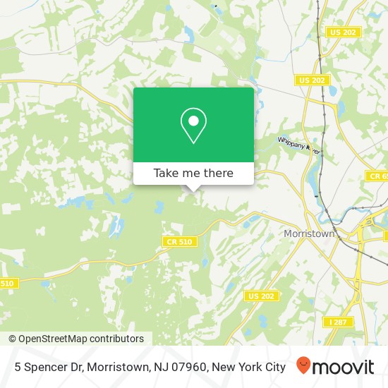 Mapa de 5 Spencer Dr, Morristown, NJ 07960