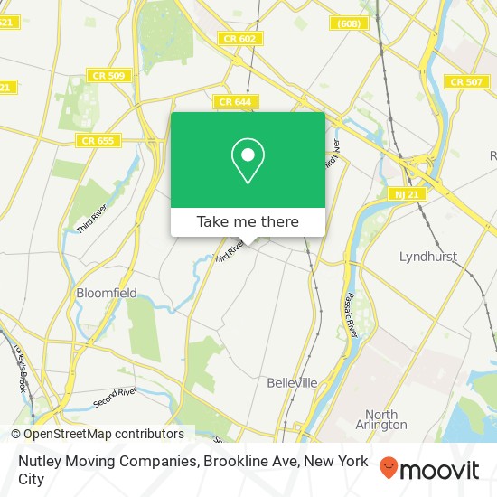 Mapa de Nutley Moving Companies, Brookline Ave