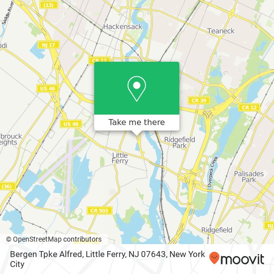 Mapa de Bergen Tpke Alfred, Little Ferry, NJ 07643