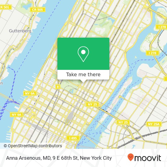 Mapa de Anna Arsenous, MD, 9 E 68th St