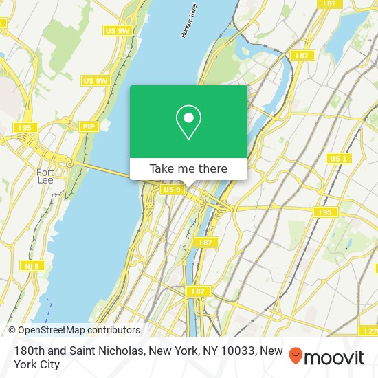 180th and Saint Nicholas, New York, NY 10033 map