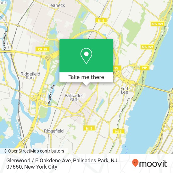 Mapa de Glenwood / E Oakdene Ave, Palisades Park, NJ 07650