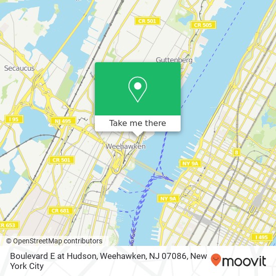 Boulevard E at Hudson, Weehawken, NJ 07086 map