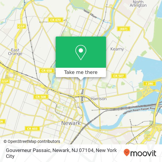 Gouverneur Passaic, Newark, NJ 07104 map
