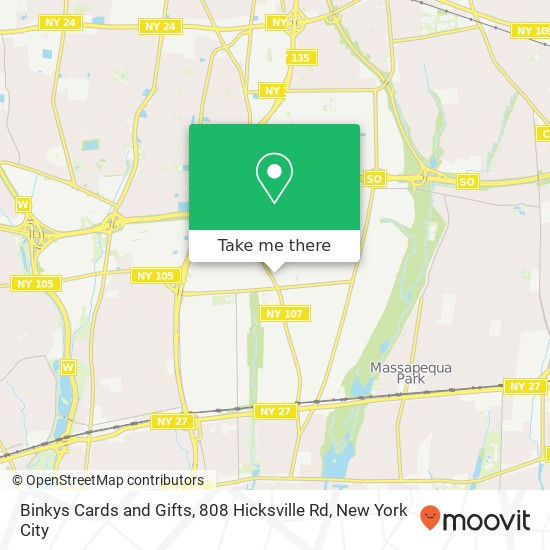 Mapa de Binkys Cards and Gifts, 808 Hicksville Rd