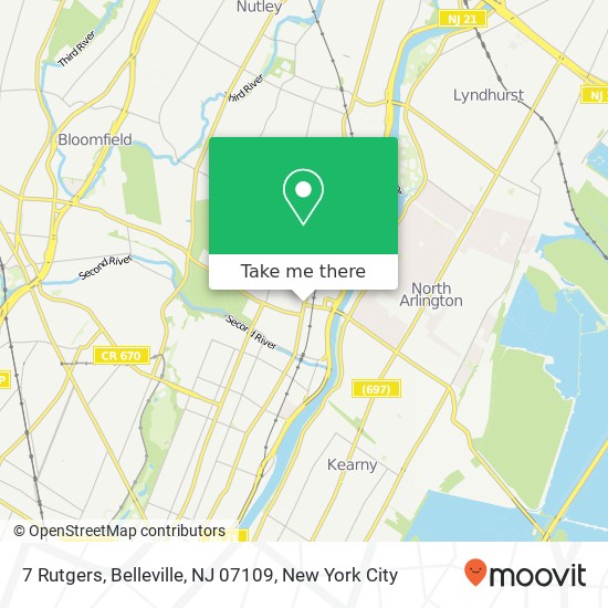 Mapa de 7 Rutgers, Belleville, NJ 07109