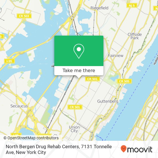 North Bergen Drug Rehab Centers, 7131 Tonnelle Ave map