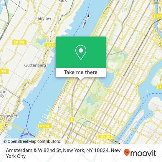 Amsterdam & W 82nd St, New York, NY 10024 map
