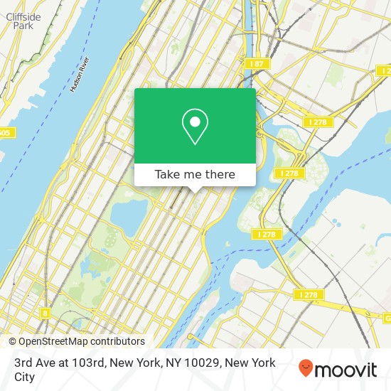 3rd Ave at 103rd, New York, NY 10029 map