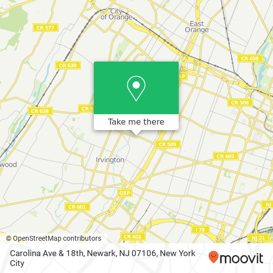 Carolina Ave & 18th, Newark, NJ 07106 map