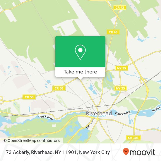 Mapa de 73 Ackerly, Riverhead, NY 11901