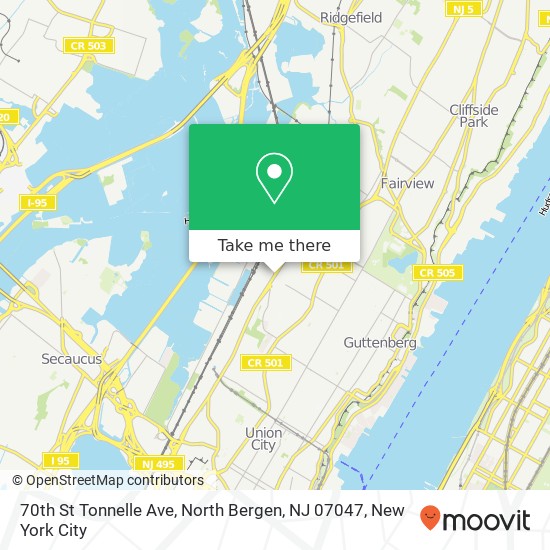 Mapa de 70th St Tonnelle Ave, North Bergen, NJ 07047