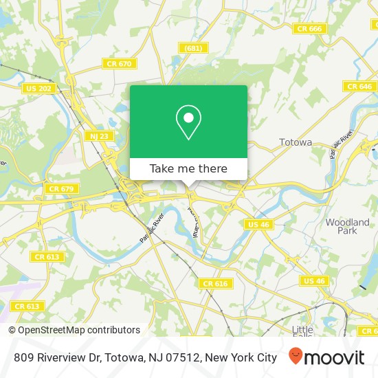 Mapa de 809 Riverview Dr, Totowa, NJ 07512
