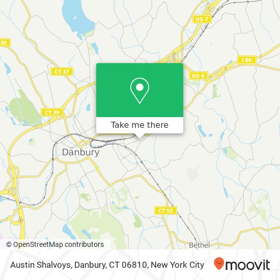 Mapa de Austin Shalvoys, Danbury, CT 06810