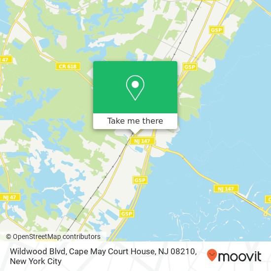 Mapa de Wildwood Blvd, Cape May Court House, NJ 08210