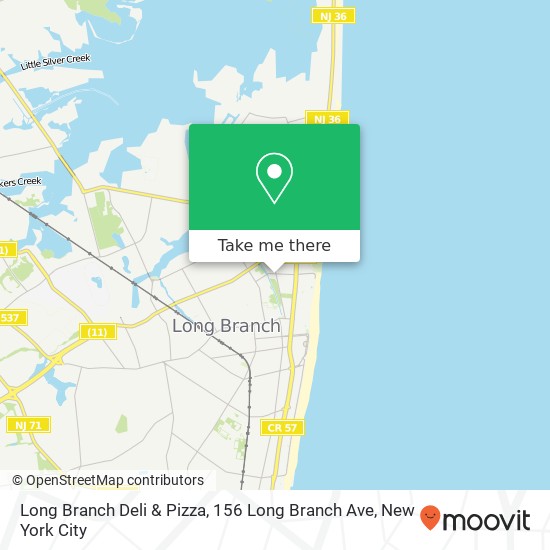 Mapa de Long Branch Deli & Pizza, 156 Long Branch Ave