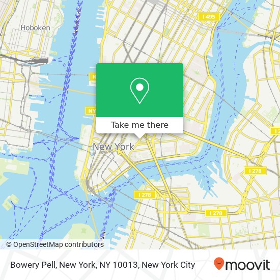 Mapa de Bowery Pell, New York, NY 10013