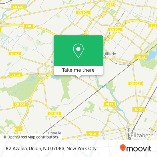 Mapa de 82 Azalea, Union, NJ 07083