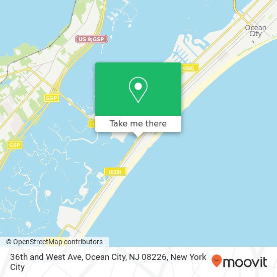 Mapa de 36th and West Ave, Ocean City, NJ 08226