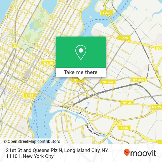 Mapa de 21st St and Queens Plz N, Long Island City, NY 11101