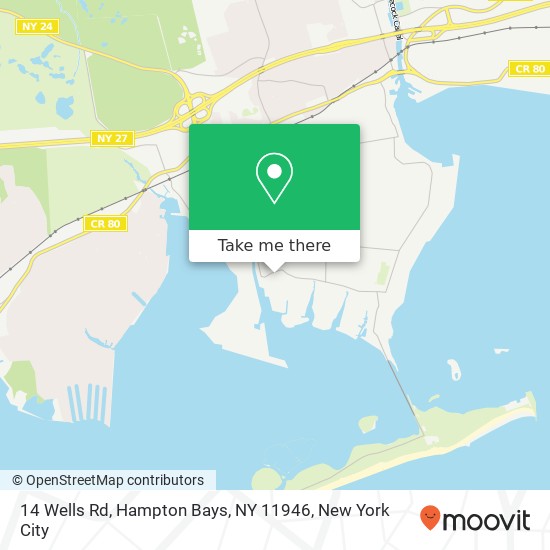 Mapa de 14 Wells Rd, Hampton Bays, NY 11946