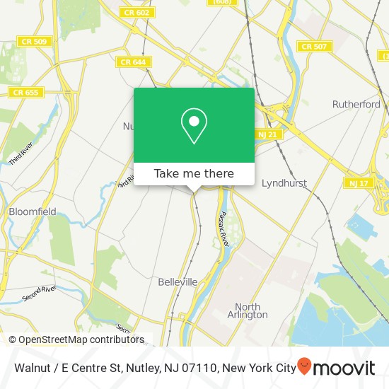 Walnut / E Centre St, Nutley, NJ 07110 map