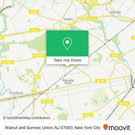 Mapa de Walnut and Sumner, Union, NJ 07083