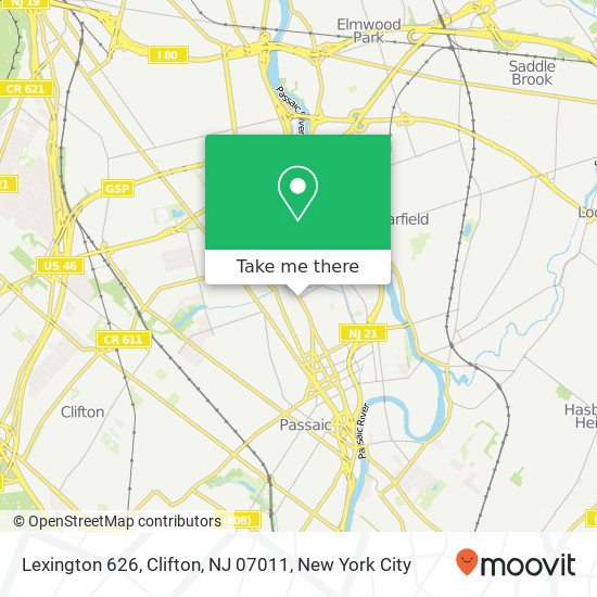 Mapa de Lexington 626, Clifton, NJ 07011