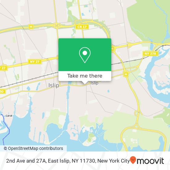Mapa de 2nd Ave and 27A, East Islip, NY 11730