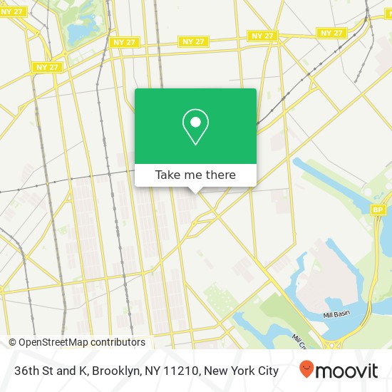 Mapa de 36th St and K, Brooklyn, NY 11210