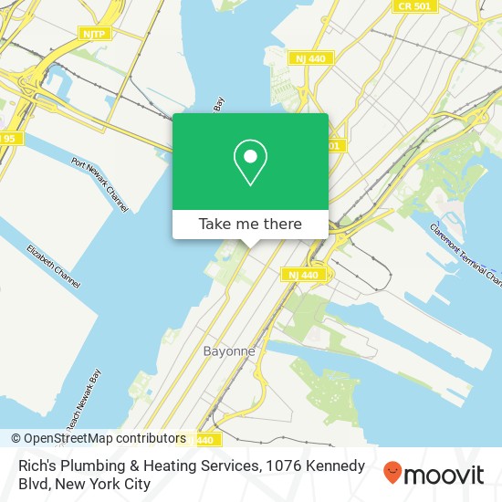 Mapa de Rich's Plumbing & Heating Services, 1076 Kennedy Blvd
