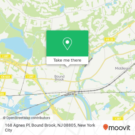 Mapa de 168 Agnes Pl, Bound Brook, NJ 08805