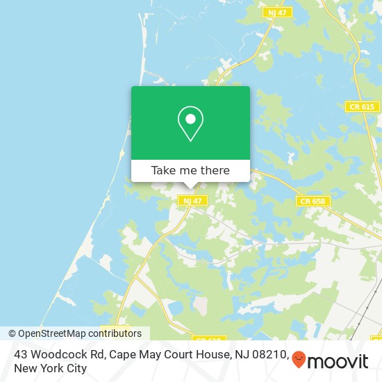 Mapa de 43 Woodcock Rd, Cape May Court House, NJ 08210