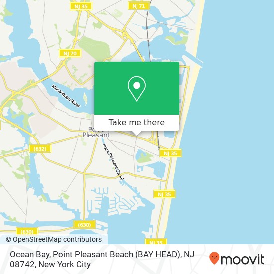 Mapa de Ocean Bay, Point Pleasant Beach (BAY HEAD), NJ 08742