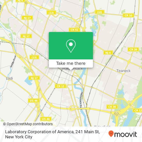 Laboratory Corporation of America, 241 Main St map