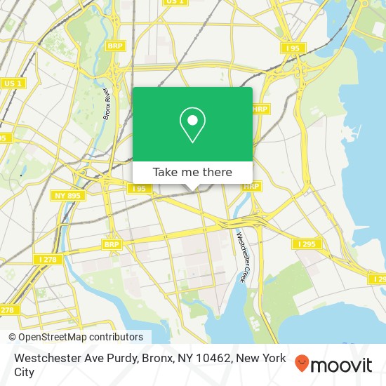 Mapa de Westchester Ave Purdy, Bronx, NY 10462