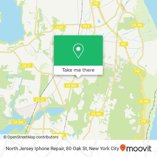 North Jersey Iphone Repair, 80 Oak St map