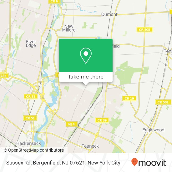 Mapa de Sussex Rd, Bergenfield, NJ 07621